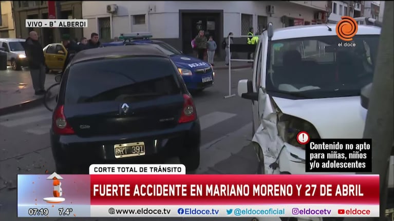 Choque y corte en el centro de Córdoba