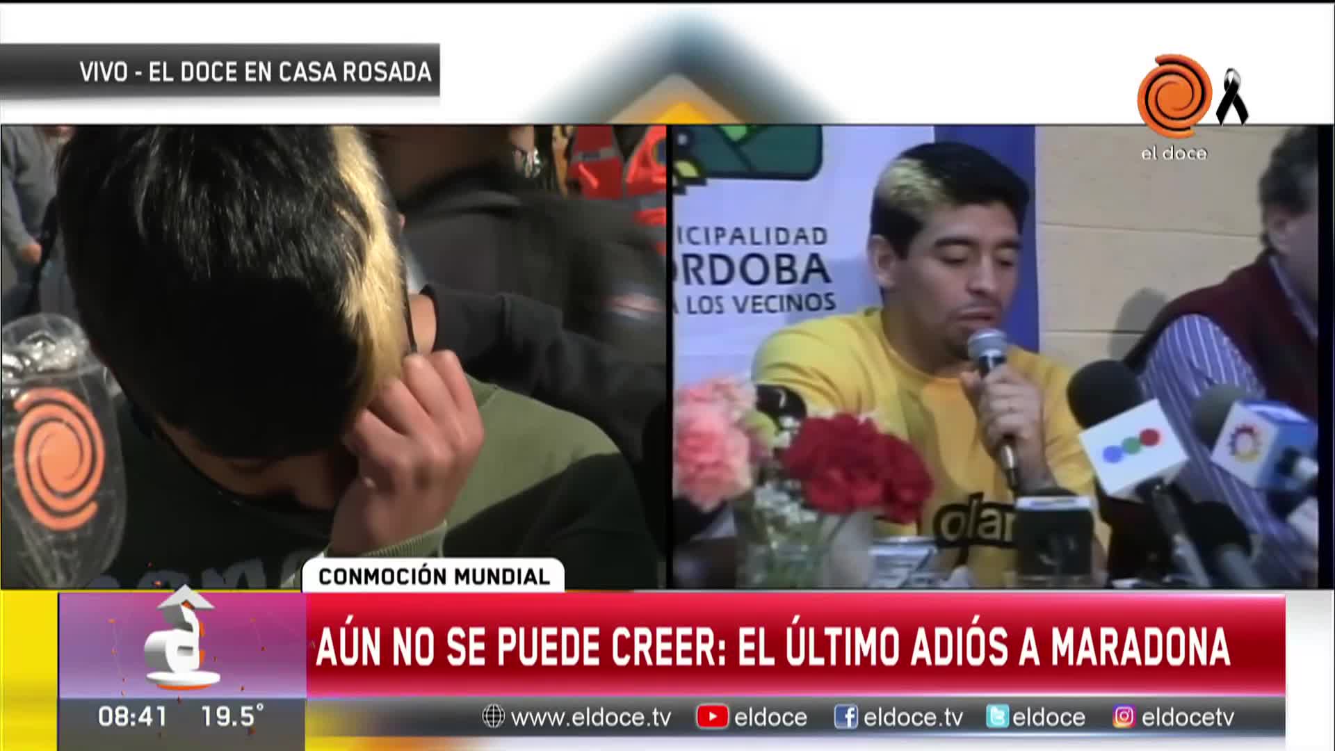 El funeral de Maradona: el llanto de un padre y su hijo