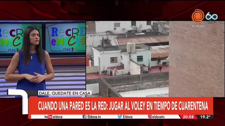 Diversión en cuarentena: son vecinos y juegan al voley