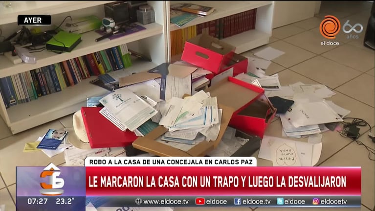 Concejal robada en Carlos Paz: le marcaron la casa con un trapo