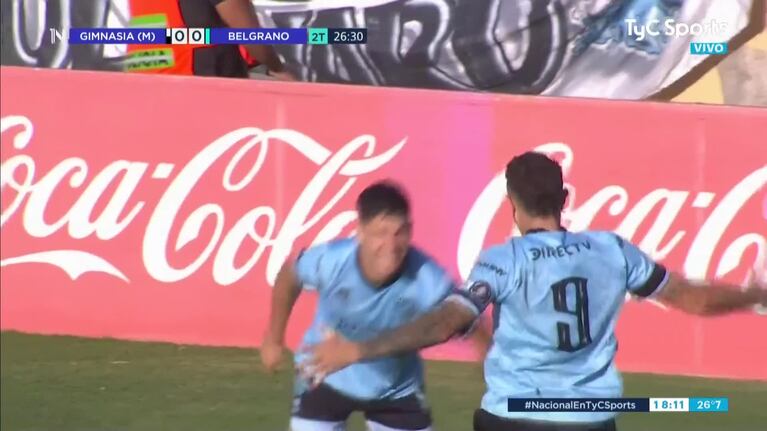 Golazo de Zapelli para el 1-0 de Belgrano