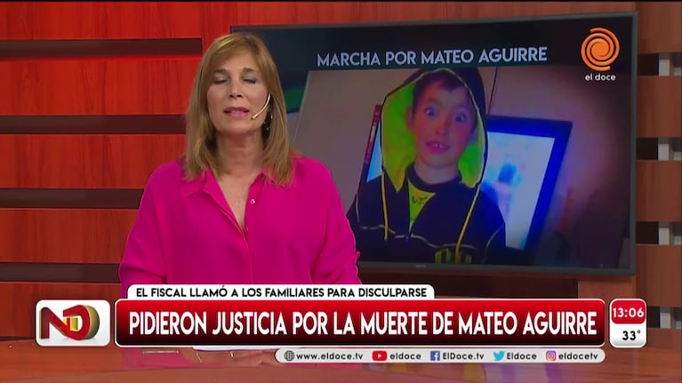 El fiscal se disculpó con los padres de Mateo Aguirre