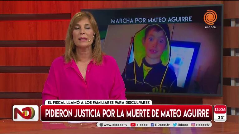 El fiscal se disculpó con los padres de Mateo Aguirre
