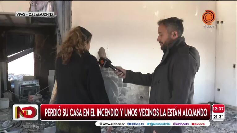 Perdieron su casa por el incendio de Yacanto: el dramático testimonio