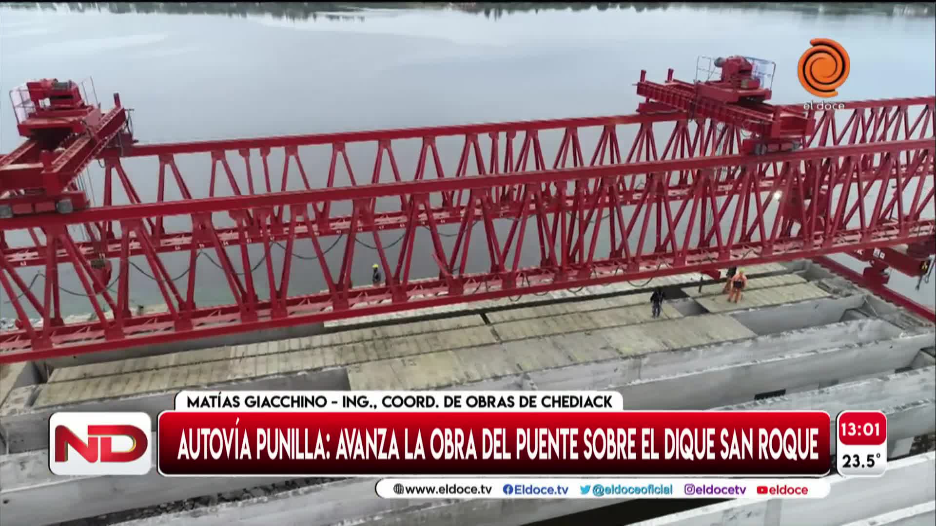 Autovía Punilla: avanza el puente que cruza el lago San Roque