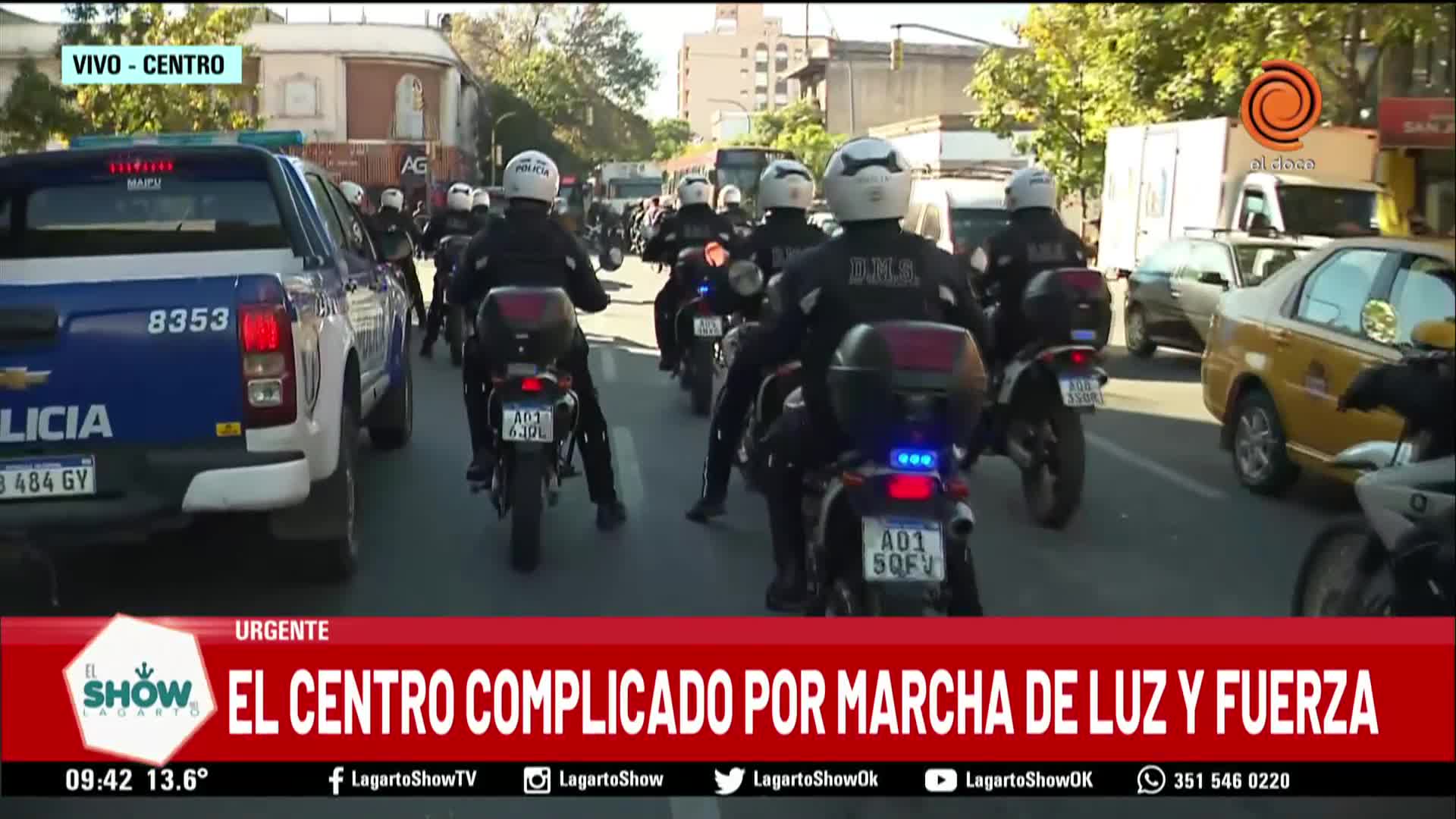 Demoras en el centro por marcha de Luz y Fuerza