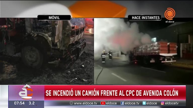 Trasladaba elementos de construcción y se le incendió el camión