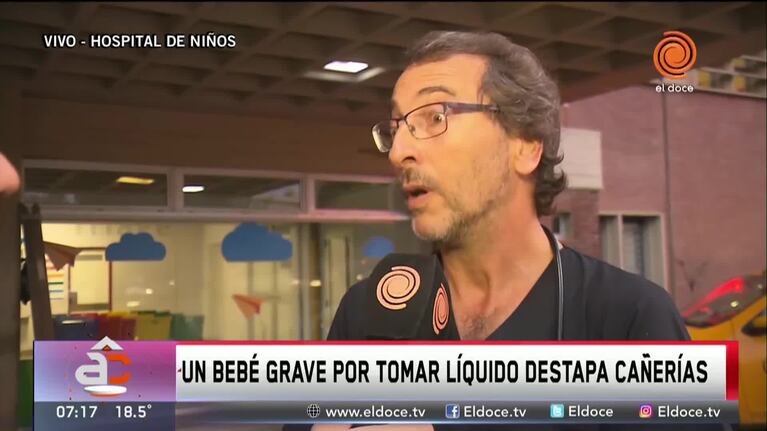 Sigue grave el bebé que tomó líquido destapa cañerías