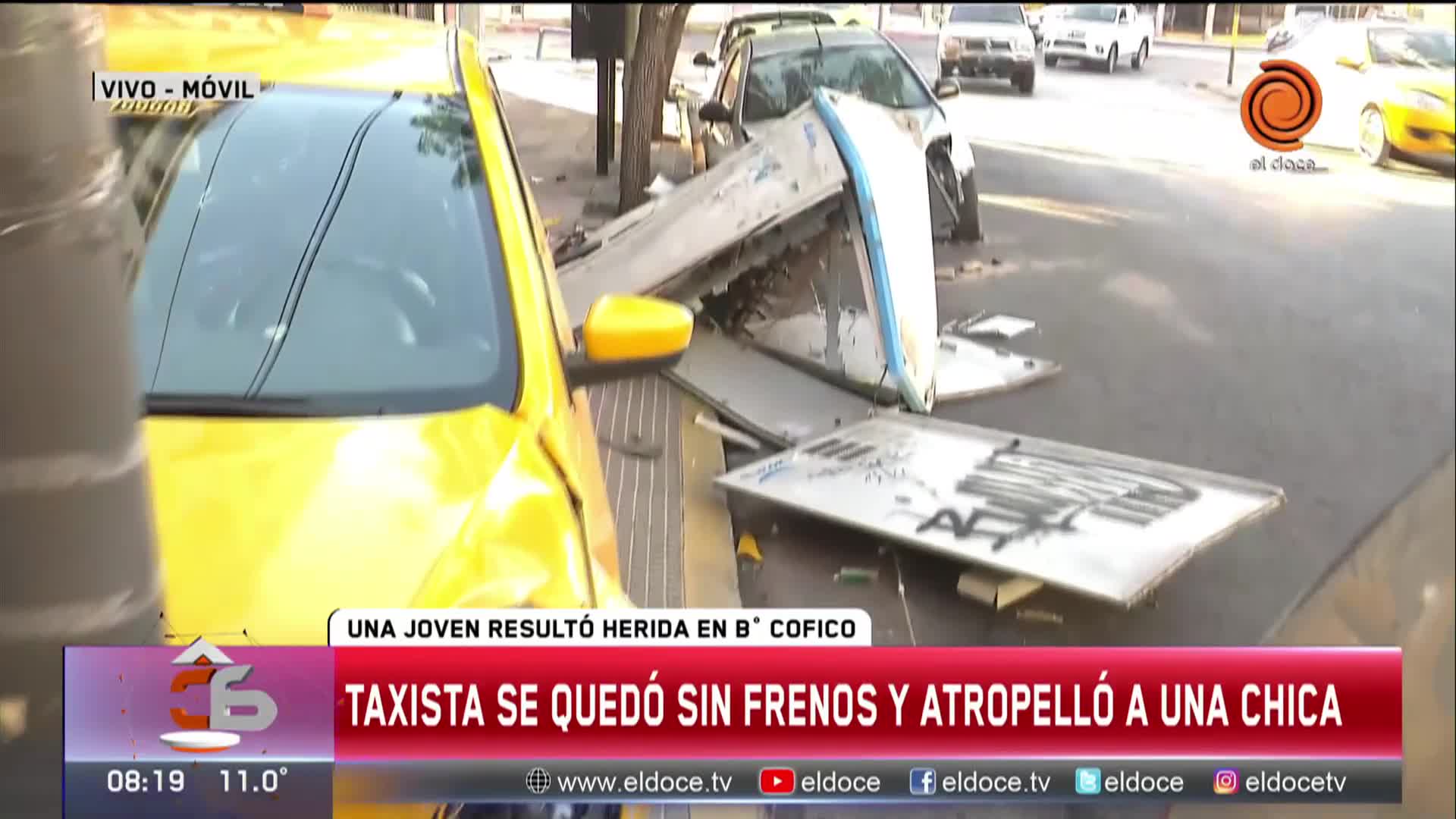 Taxi se quedó sin frenos, subió a la vereda y atropelló a una joven