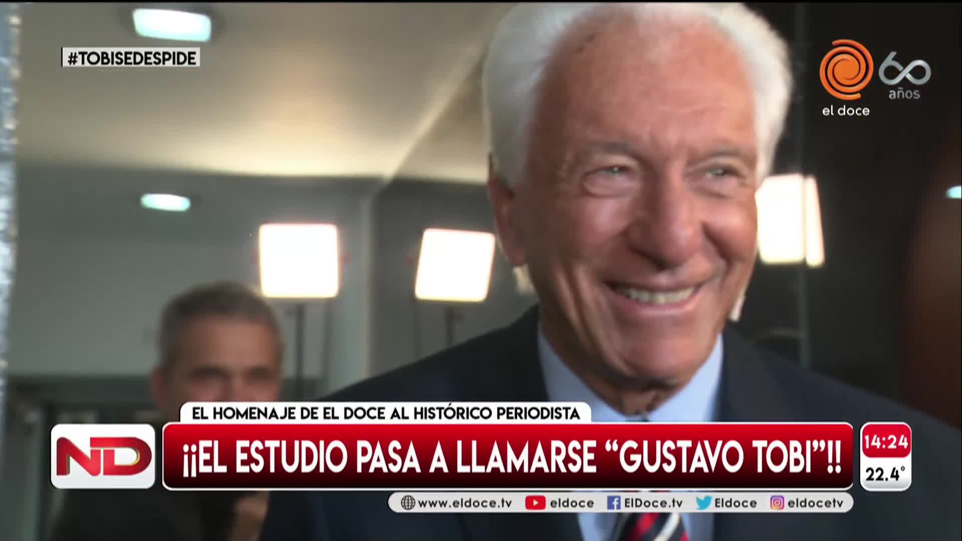 El estudio de Noticiero Doce se llamará "Gustavo Tobi"