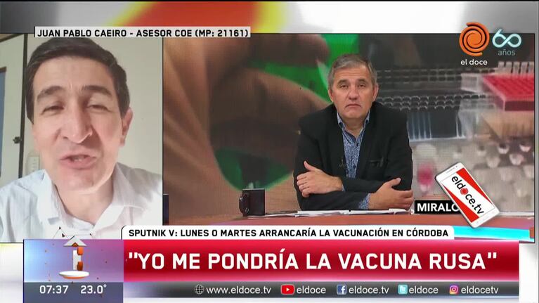 Caeiro, infectólogo asesor del COE Córdoba: "Me voy a poner la vacuna rusa"