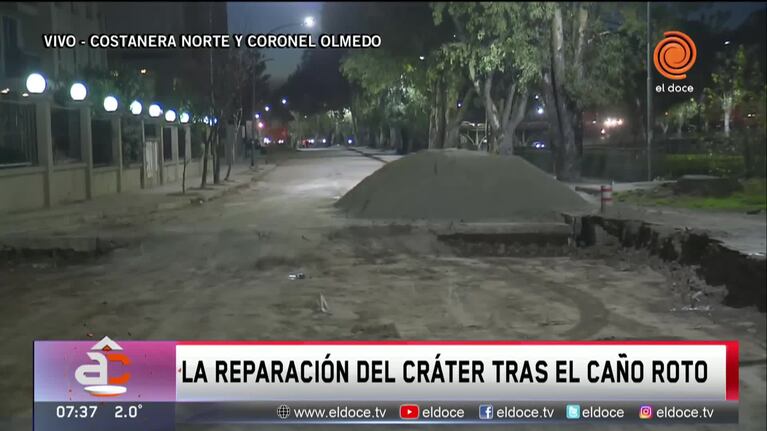 Cráter en la Costanera: cuándo habilitarían el tránsito