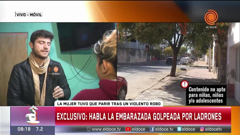 Habló la joven embarazada golpeada por motochoros