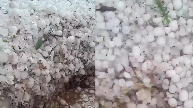 El granizo cubrió de blanco el suelo de una localidad de Córdoba: el impactante video