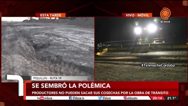 Productores, en problemas: no pueden sacar la cosecha por obras en la ruta 19