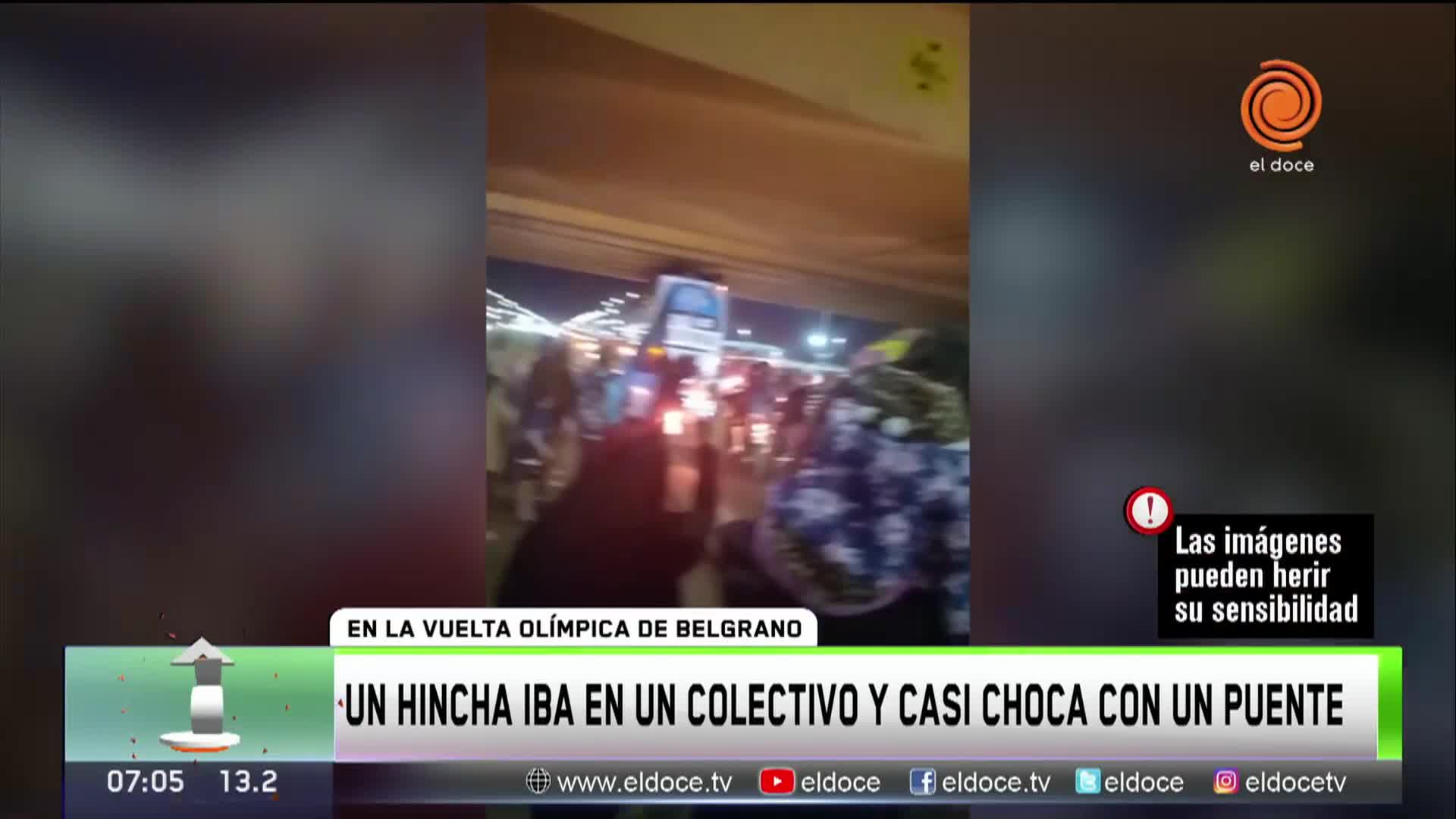 El colectivo de Belgrano, al borde de chocar contra un puente