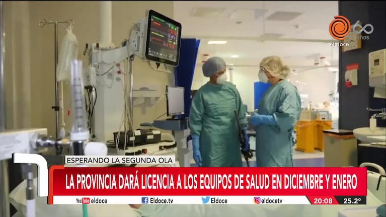 Coronavirus en Córdoba: darán licencia a los médicos en diciembre y enero