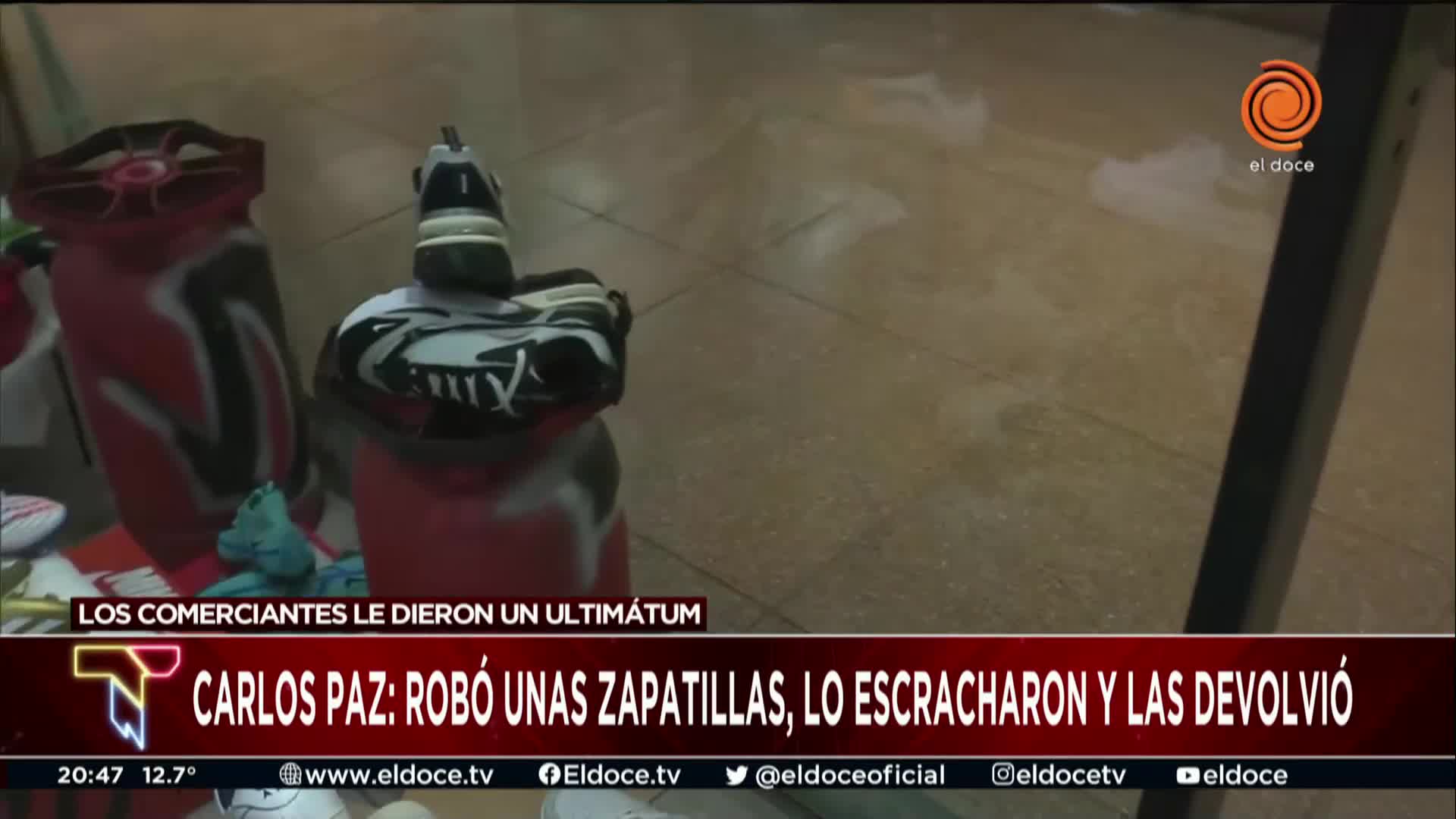 Habló el comerciante al que le robaron zapatillas en Carlos Paz