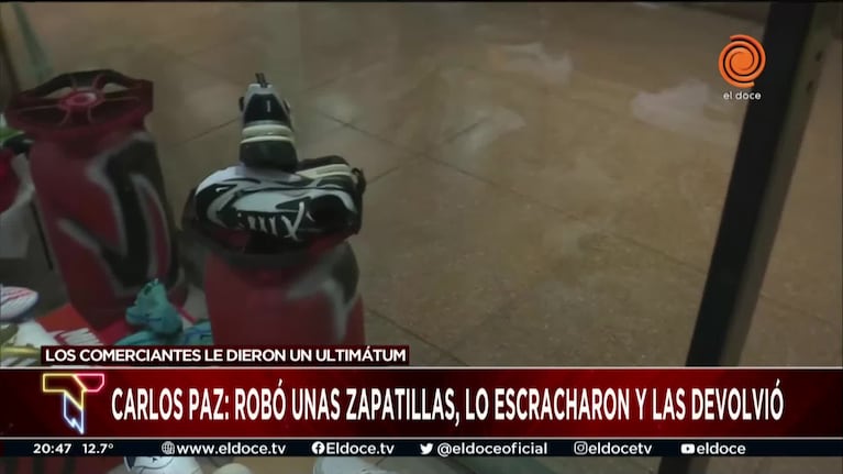 Habló el comerciante al que le robaron zapatillas en Carlos Paz