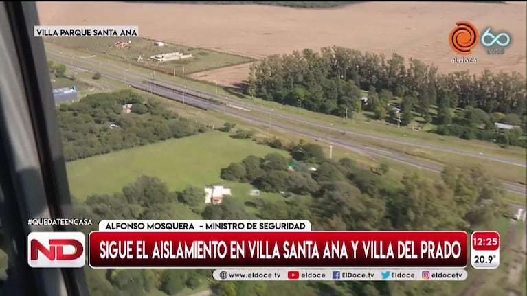 Villa Parque Santa Ana aislada: el sobrevuelo en helicóptero