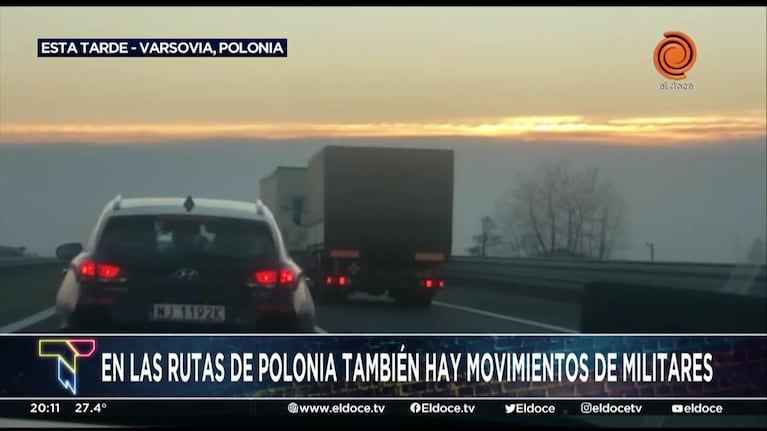Sorpresa por camiones de guerra en la ruta hacia la capital de Polonia