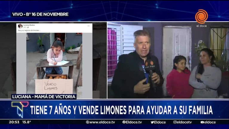 Tiene 7 años y vende limones para ayudar a su familia