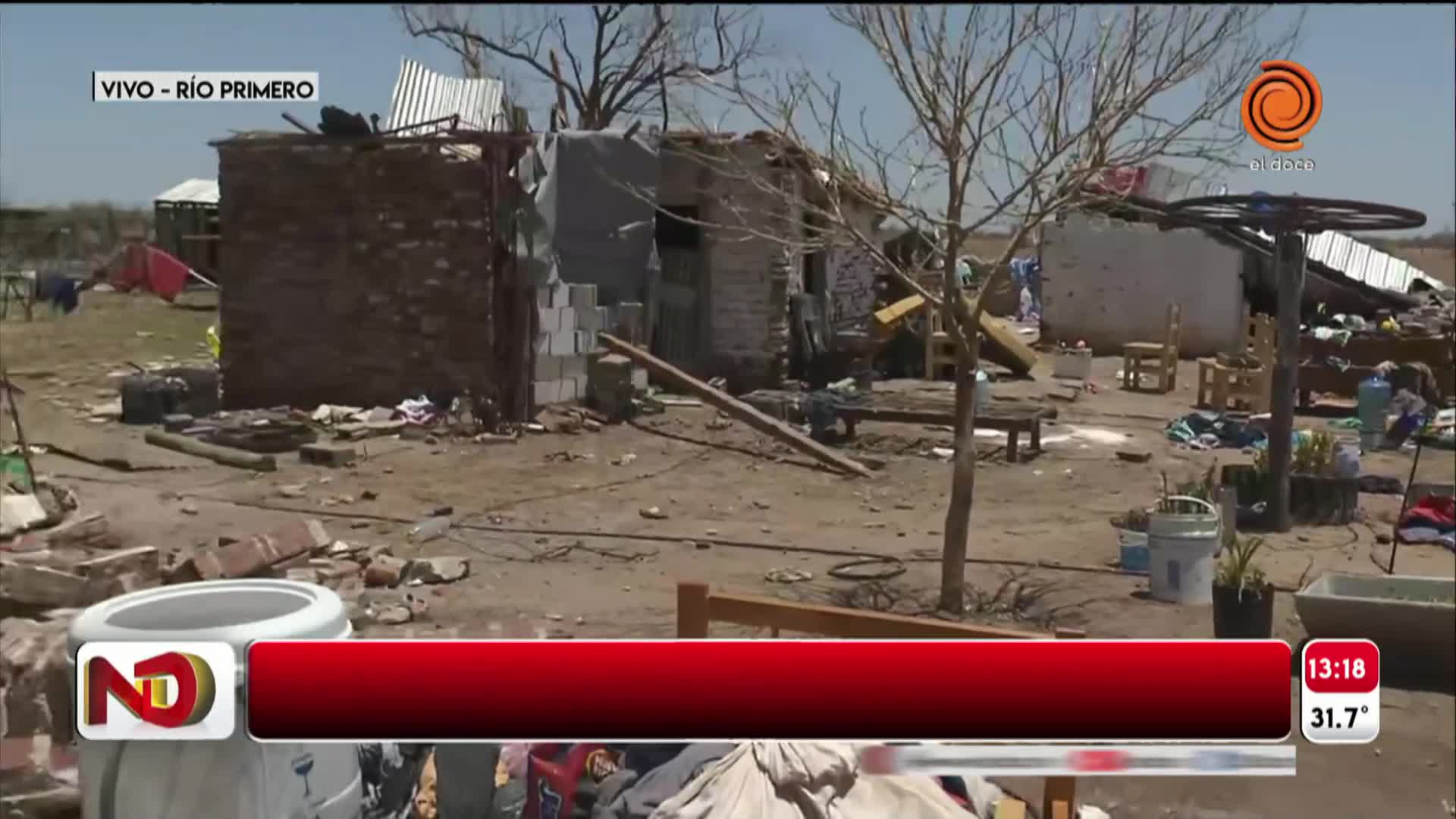 Graves destrozos en Río Primero por un temporal