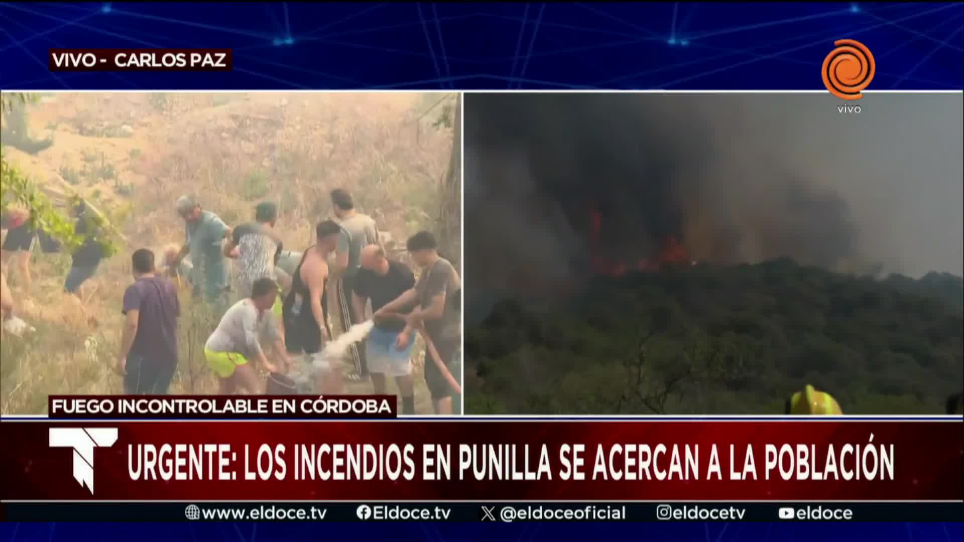 Continúa la lucha contra el fuego en Carlos Paz