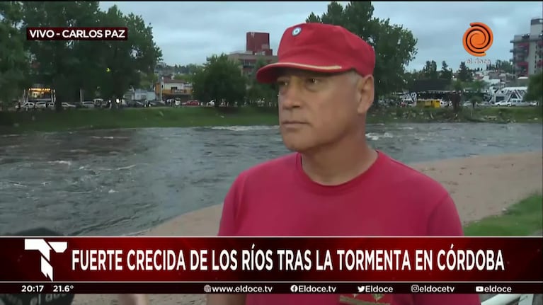 La intensa lluvia dejó grandes crecidas en los ríos de Córdoba