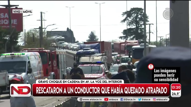 El rescate a un camionero tras un choque múltiple