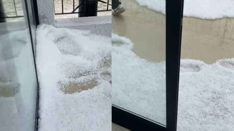 El granizo tiñó de blanco el suelo de Potrero de Garay: impactante video