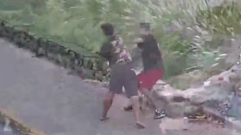 El video de naranjitas a las piñas a metros de la Municipalidad: terminaron detenidos