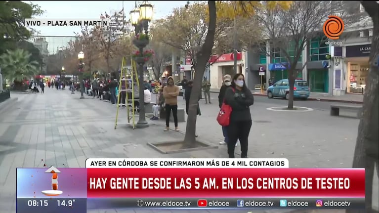 Centros de testeo desbordados: así está la Plaza San Martín