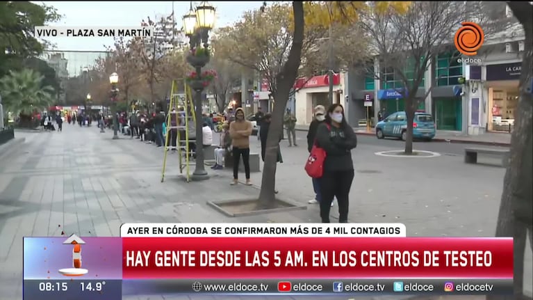 Centros de testeo desbordados: así está la Plaza San Martín