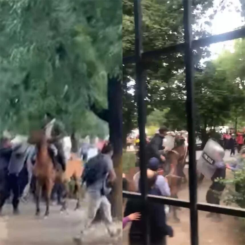 Incidentes al frente de la comisaría de El Bolsón. 