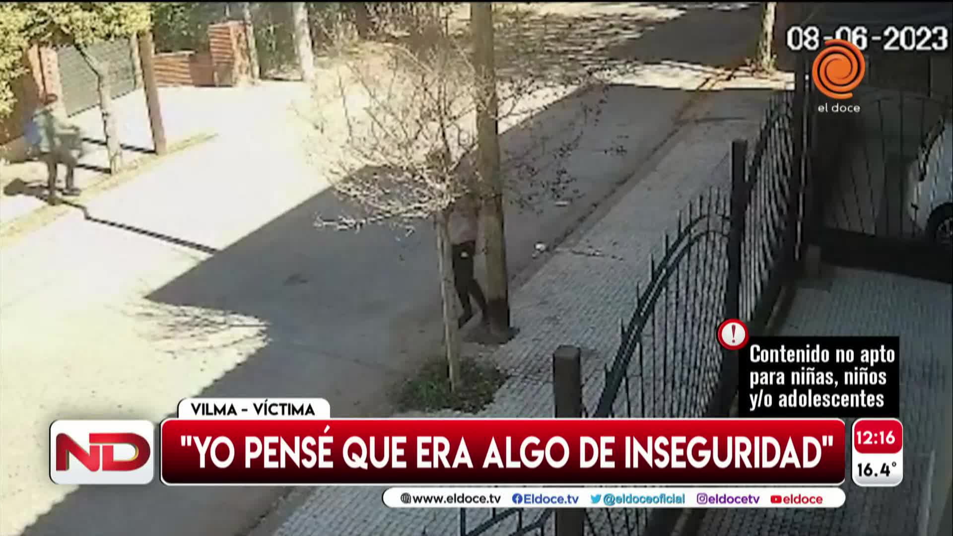 Cruzaron un cable en la calle, una mujer pasó en moto y se cayó