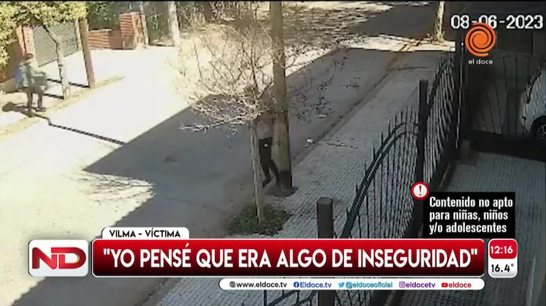 Cruzaron un cable en la calle, una mujer pasó en moto y se cayó