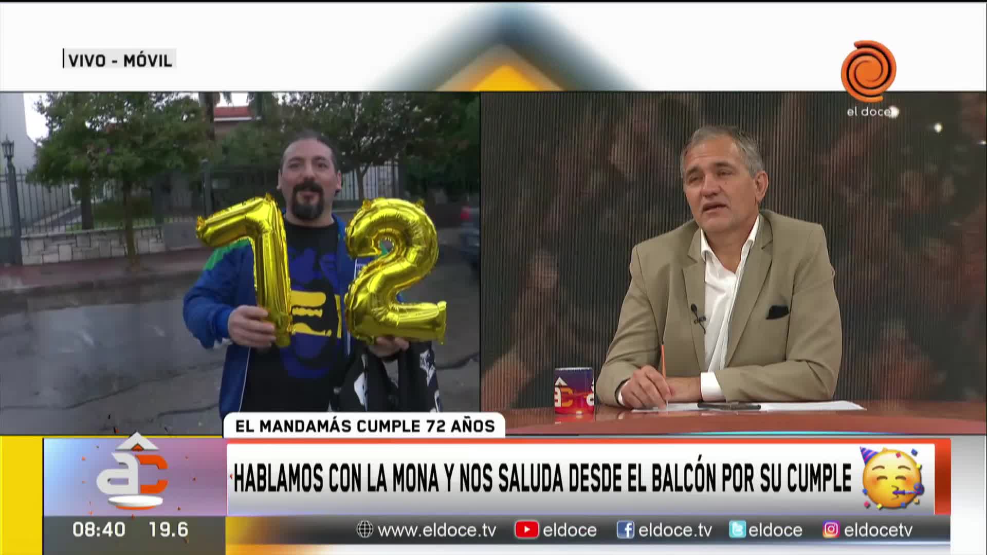 ¡La Mona saludó a Arriba Córdoba desde el balcón y en pijama por su cumpleaños! 