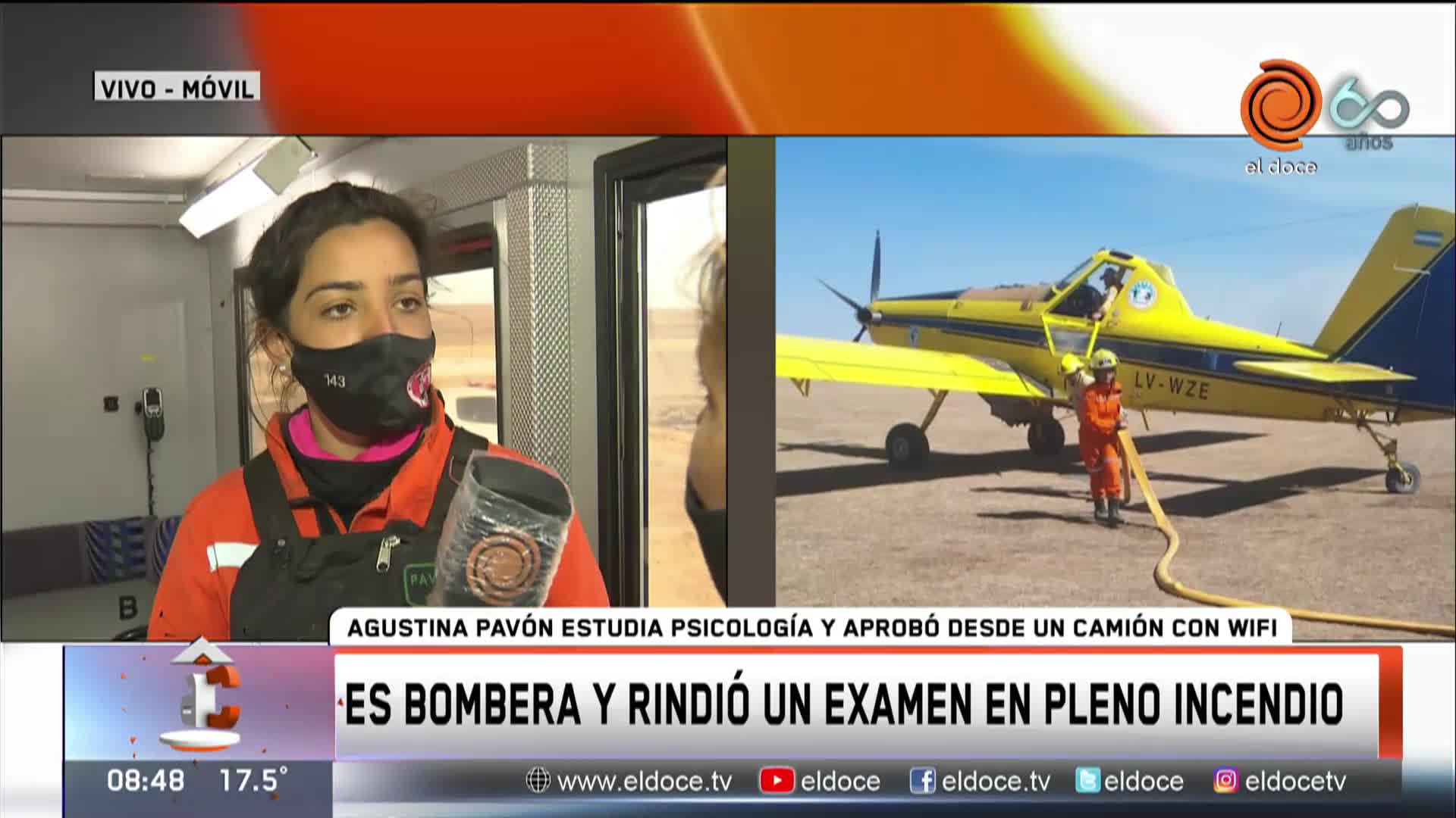 Es bombera, estudiante y tuvo que rendir en medio de los incendios