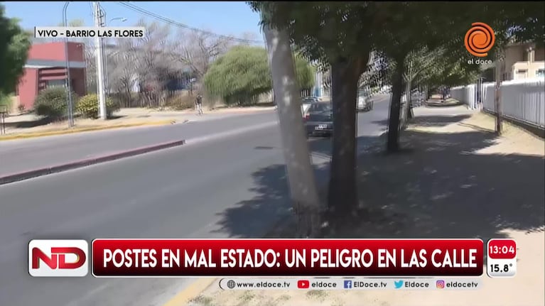 Peligro en las calles: el insólito estado de un poste de cemento