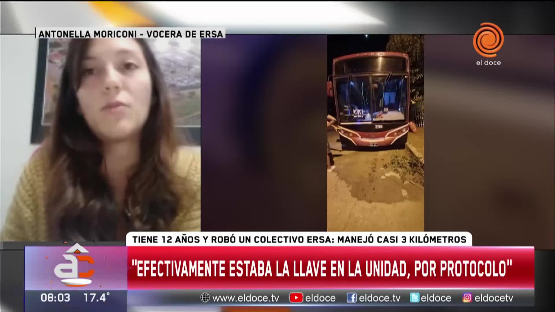 Tiene 12 años y manejó un colectivo de Ersa: “Por protocolo, estaba la llave puesta”