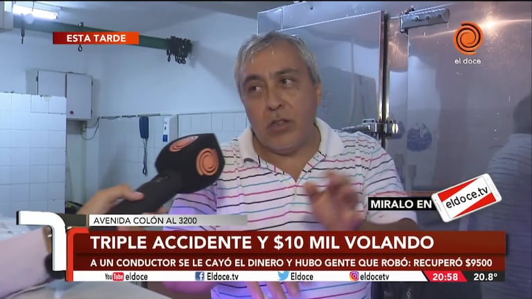 Lo chocaron y se le volaron $10 mil: una testigo le ayudó a recuperar casi todo