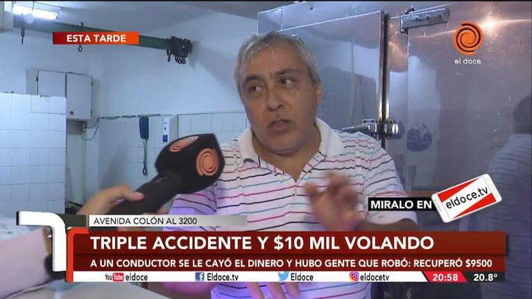 Lo chocaron y se le volaron $10 mil: una testigo le ayudó a recuperar casi todo