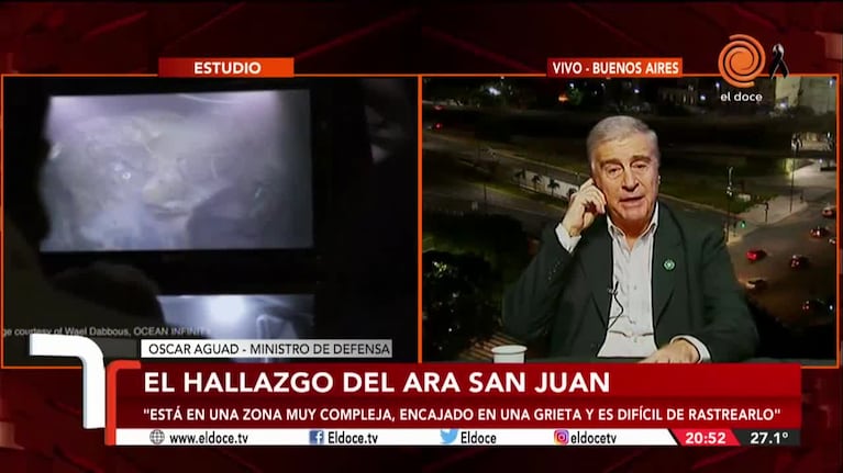 Aguad en Telenoche: "El ARA San Juan está encajado en una grieta"