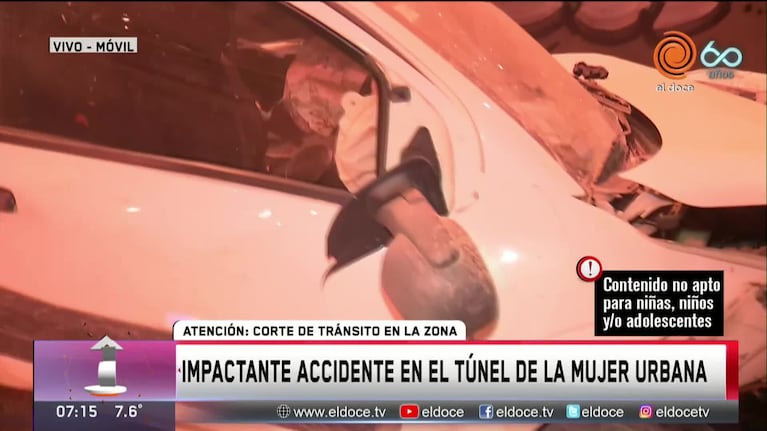 Tremendo accidente en el túnel de la Mujer Urbana