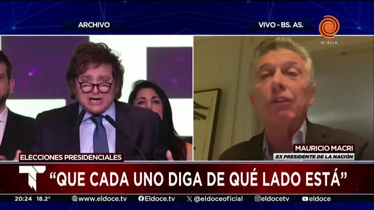 Macri apoyó a Milei y pidió que "cada uno diga de qué lado está"