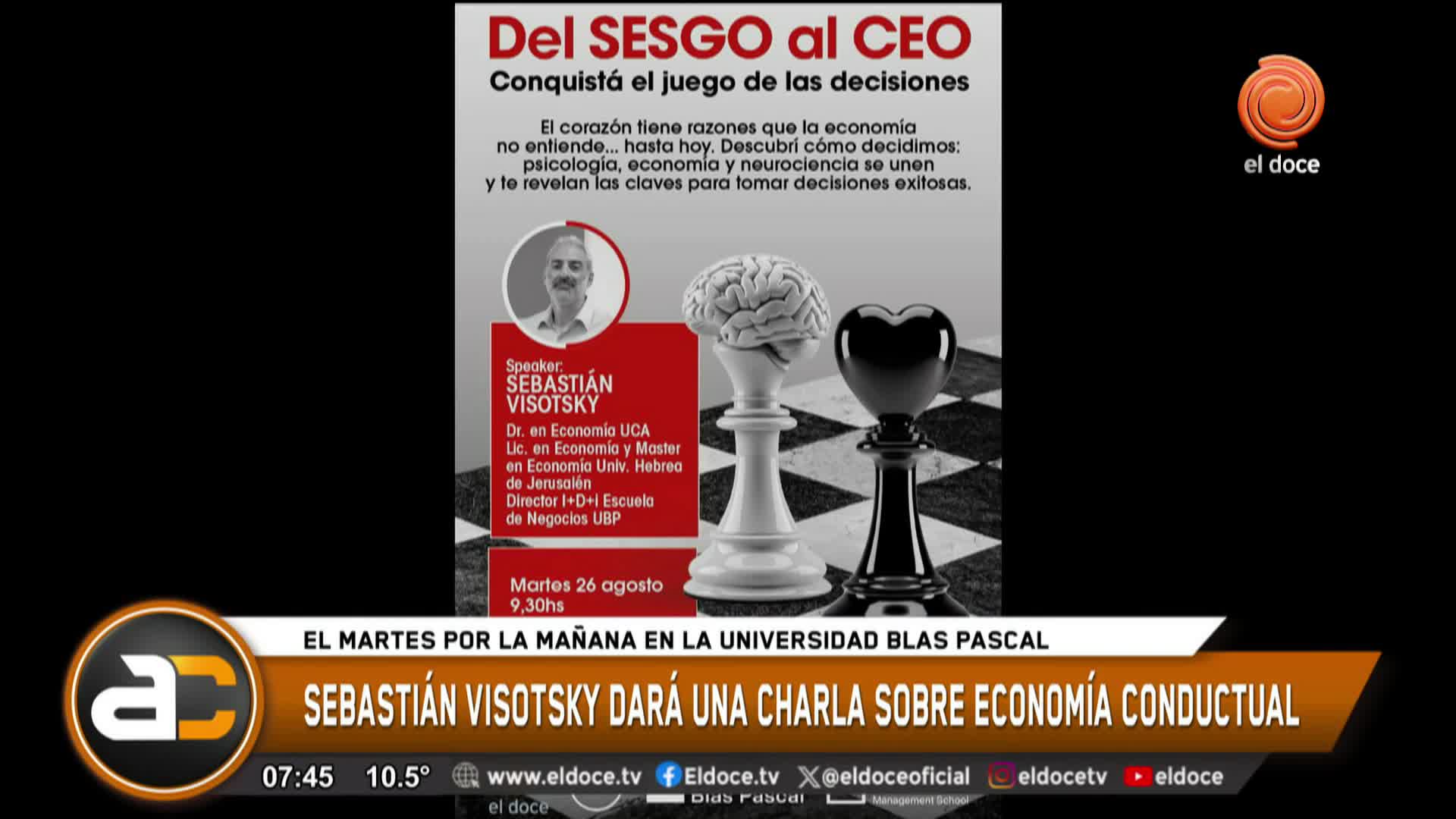 Invitación charla economía conductual en Universidad Blas Pascal