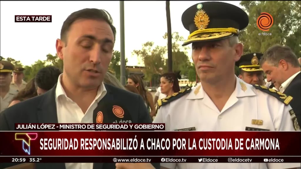 El ministro de Seguridad responsabilizó a Chaco por la custodia de Carmona