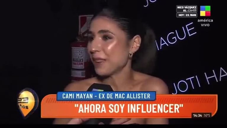 Cami Mayan contestó al blanqueo de Mac Allister