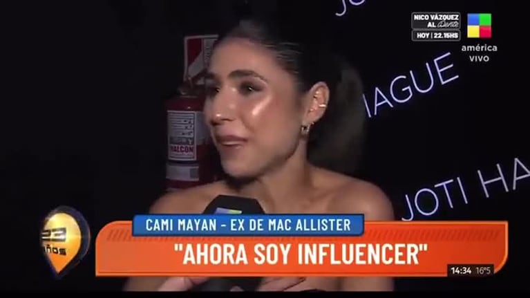 Cami Mayan contestó al blanqueo de Mac Allister
